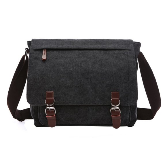 Canvas crossbody messenger bag with front zipper - Picture 7 of 8